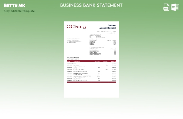 модерен стил USA First Century извод на сметка на претпријатието Word и PDF шабл